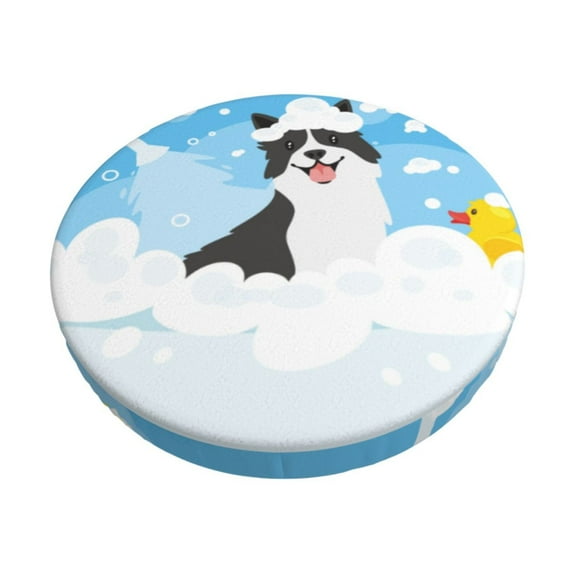 Naloa Collie in Bathtub Round Bar Stool Cushion Cover 12-14 inch, Fits Kitchen, Office, Restaurant Chairs - 12 inch