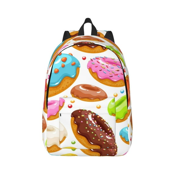 Naloa Color Donut Canvas Backpack for Men Women Rucksack Casual Travel Daypack College Tote Satchel Bookbag for Teens-Small