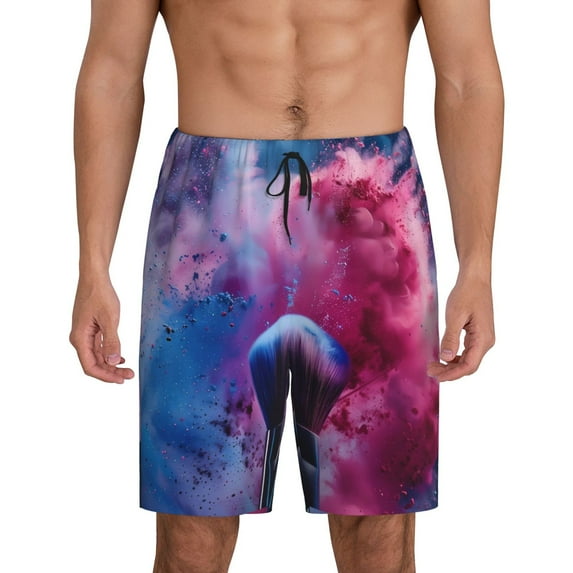 Naloa Color Explosion Makeup Brush Men's Short Pajama Pants, Pj Shorts, Lounge Comfort Shorts-X-Large