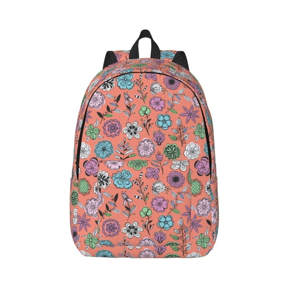 Naloa Color Flowers Canvas Backpack for Men Women Rucksack Casual Travel Daypack College Tote Satchel Bookbag for Teens-Small