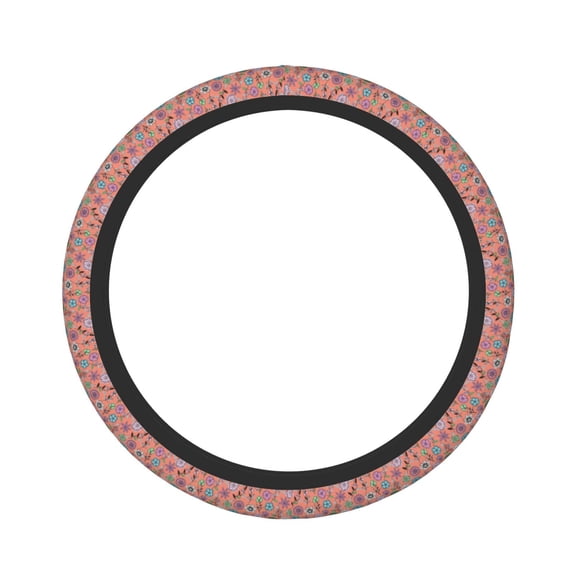 Naloa Color Flowers Elastic Steering Wheel Cover, Auto Steering Wheel Cover – 15 Inch , Comfortable Grip, Fit Suvs,Vans Cars,Trucks