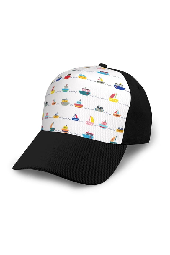 Color Ships Adult adjustable Print Baseball Hat, Patchwork curved brim baseball capfor Men and Women, One Size