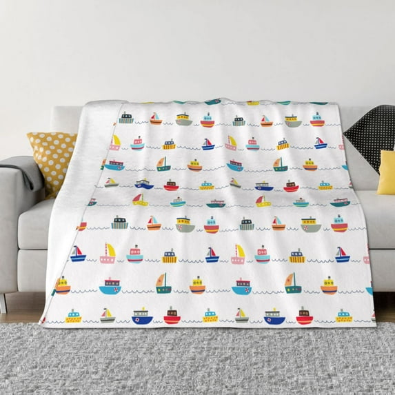 Naloa Color Ships Flannel Blankets - Thick and Warm Blanket for Winter, Soft Fuzzy Plush King Blanket for All Seasons80"x60"