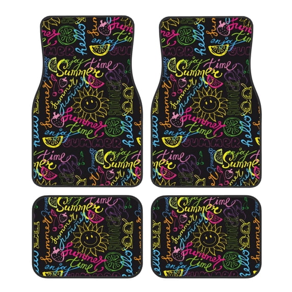 Naloa Color Summer Car Foot Mat Set of 4 Pieces - Universal Floor Liner Neoprene Full Set Floor Mats for Cars Trucks SUV