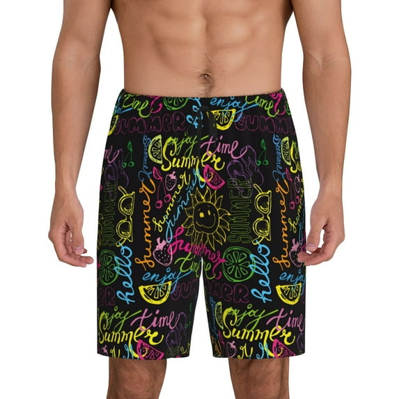 Naloa Color Summer Men's Short Pajama Pants, Lounge Comfort Shorts with Elasticized Waistband and Side Pockets - XX-Large