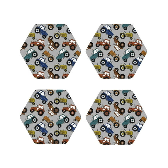 Naloa Color Tractor Leather Coasters for Drinks, Durable Drink Coasters 4 Set for Tabletop Protection, Luxurious Home Décor and Housewarming Gift ( {designName})Hexagon
