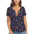 thumbnail image 1 of Naloa Colored Balloons Print T-Shirts Short Sleeve V Neck Tees for Women Fashion Tops Trendy Lightweight Soft Casual Summer Outfits Clothes, 1 of 5
