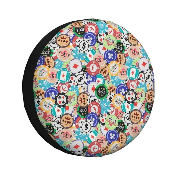 Naloa Colored Casino Chips PVC Leather Spare Tire Wheel Cover for Car Truck SUV Camper Trailer Universal Fit many size15 inch