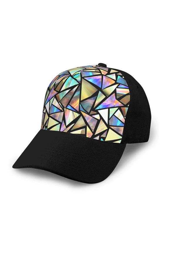 Colored Glass Adult adjustable Print Baseball Hat, Patchwork curved brim baseball capfor Men and Women, One Size