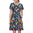 thumbnail image 1 of Naloa Colored Glass1 Print Womens Summer A-Line Dress with Pockets,Short Sleeve Dresses,Flowy Beach Swing Dress for Vacation Travel, 1 of 6