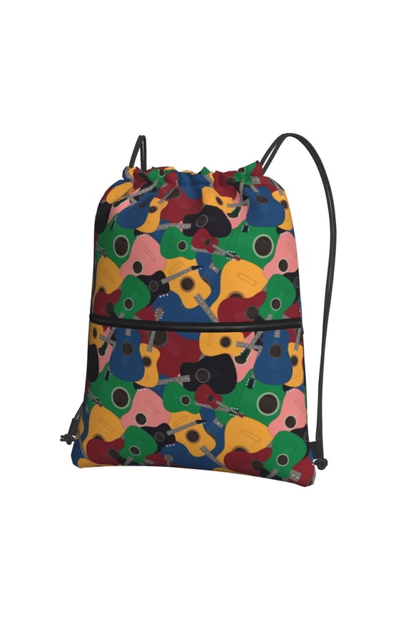 Colored Guitars Drawstring Backpack String Bag Cinch Water Resistant for Gym Shopping Sport Yoga