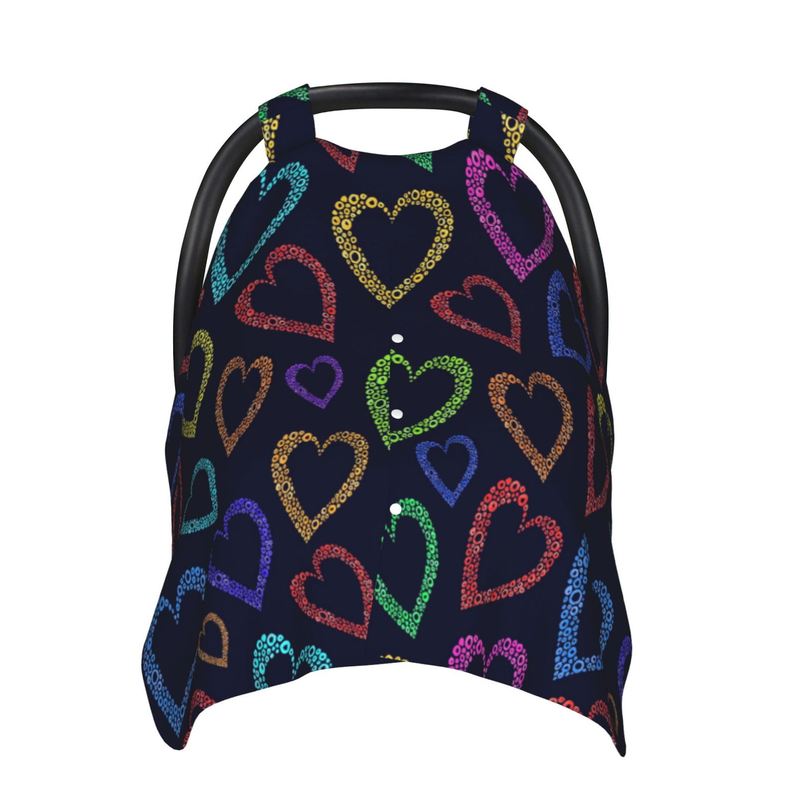 Naloa Colored Hearts Baby Car Seat Cover, Breathable Baby Carrier Cover, Multiuse Baby Carrier Cover & Nursing Breastfeeding Cover