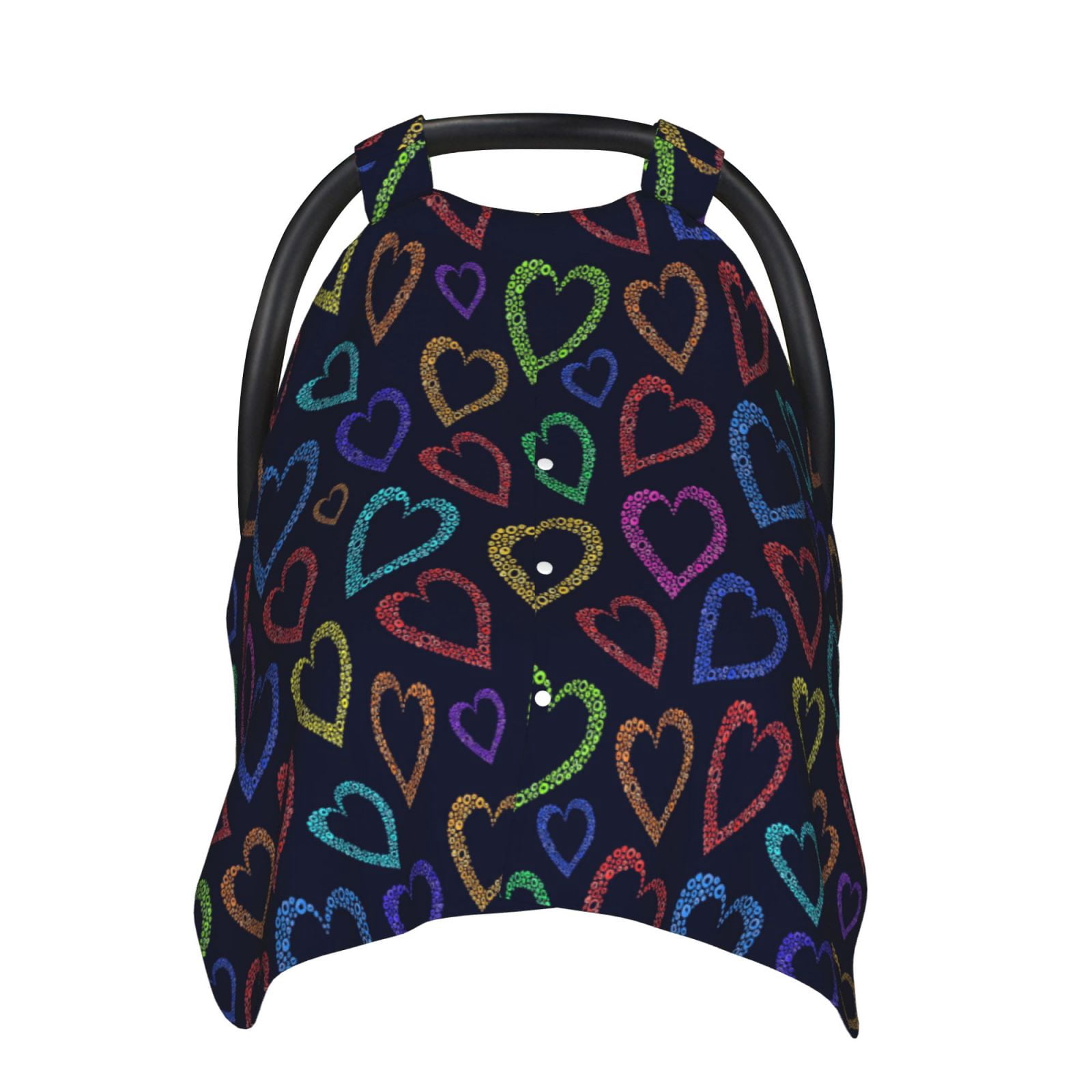 Naloa Colored Hearts Baby Car Seat Cover, Breathable Baby Carrier Cover, Multiuse Baby Carrier Cover & Nursing Breastfeeding Cover