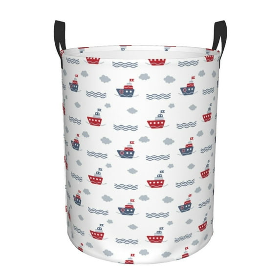 Naloa Colored Sail Boats Large Laundry Basket Waterproof Round Collapsible Storage bin with Handles for Hamper Kids Room,Toy Storage