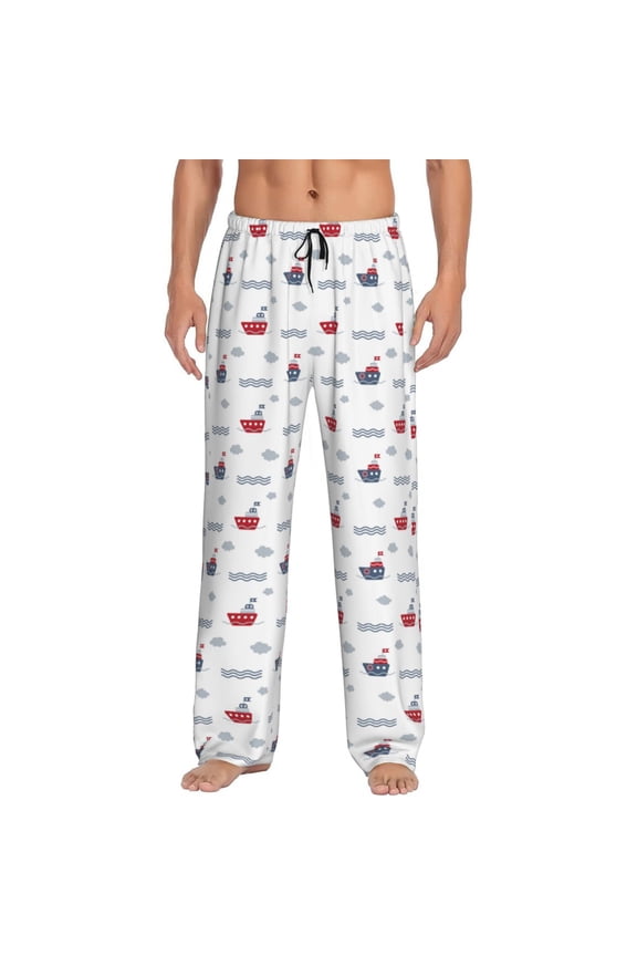 Colored Sail Boats Pajama Pants Men, PJ Bottoms, Sleep & Lounge Pants-XX-Large