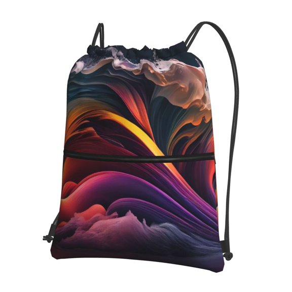 Naloa Colorful Abstract Wave Motion Drawstring Backpack String Bag Cinch Water Resistant for Gym Shopping Sport Yoga