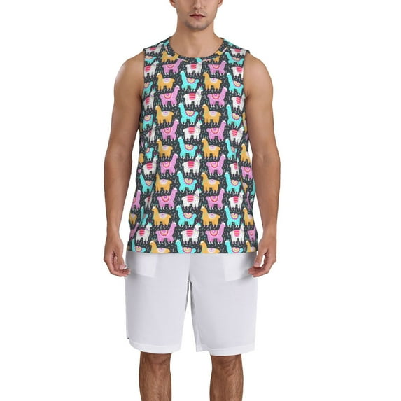 Naloa Colorful Alpaca Basketball Jersey Reversible Men's Mesh Athletic Sports Shirts Training Practice S-4XLX-Large