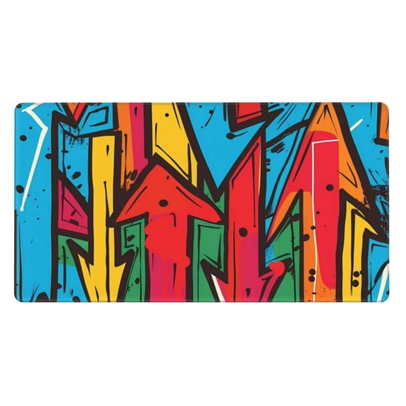Naloa Colorful Arrow Graffiti Pattern Gaming Mouse Pad Large Mouse Mat Long Extended Desk Pad Non-Slip Rubber Mice Pads Stitched Edges Thin Pad (16x29.5 Inch)