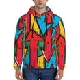thumbnail image 1 of Naloa Colorful Arrow Graffiti Pattern Men's Casual Hooded Collar Drawstring Hoodies Pullover Sweatshirts Casual Long Sleeve Shirts-4X-Large, 1 of 7