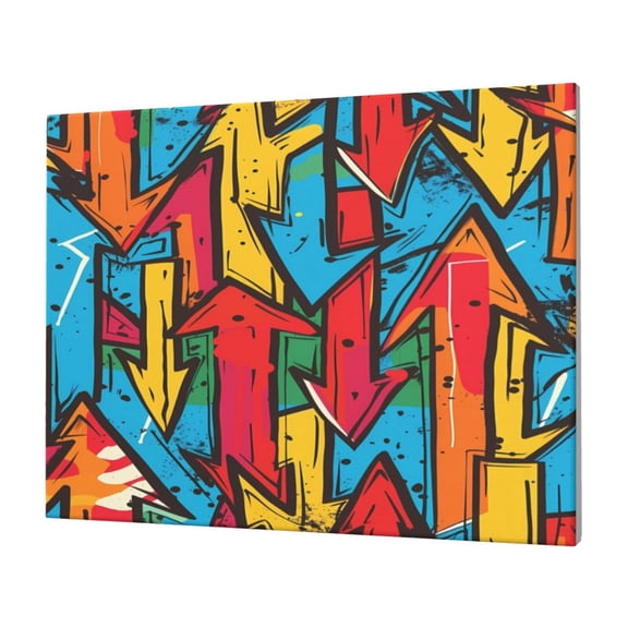 Naloa Colorful Arrow Graffiti Pattern Print Canvas Picture,Wall Pictures, Modern Decorative Poster,Art Prints for Bedroom, Toilet, 40 x 30 cm, Built-in Wooden Frame
