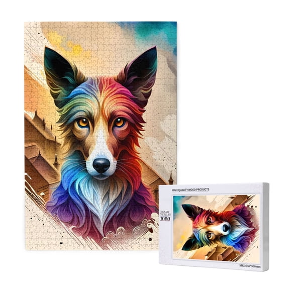 Naloa Colorful Art Dog Custom Puzzles Personalized Puzzle 1000 Pieces from Photo Custom Jigsaw Puzzle for Wedding, Graduation, (29.5×19.7in, Vertical)