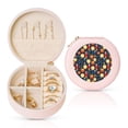 thumbnail image 1 of Naloa Colorful Astronomy Round Jewelry Box, Travel Jewelry Organizer, 3.9 x 3.9 x 2in Jewelry Storage Box for Women-Pink, 1 of 7