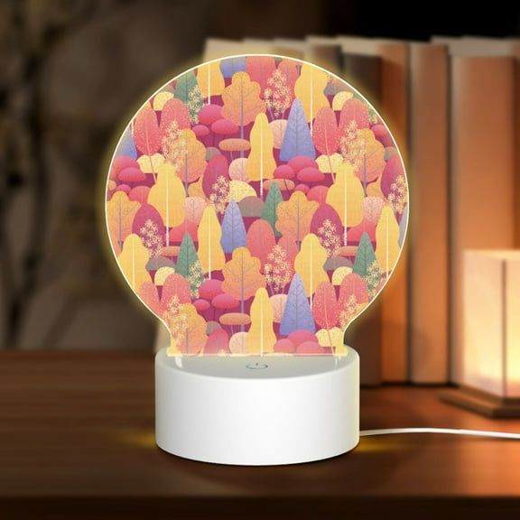 Naloa Colorful Autumn Forest Trees Acrylic LED Night Light Custom LED Lights Personalized Nightlight Customized Gifts for Family Couples Friends