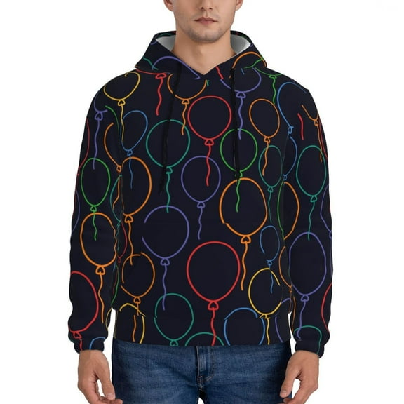 Naloa Colorful Balloons Men's Casual Hooded Collar Drawstring Hoodies Pullover Sweatshirts Casual Long Sleeve Shirts-Small