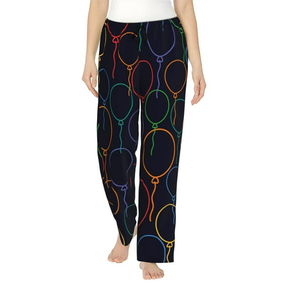 Naloa Colorful Balloons Print Women’s Ultra-Soft Comfy Pajama Lounge Pants with Pockets & Drawstring