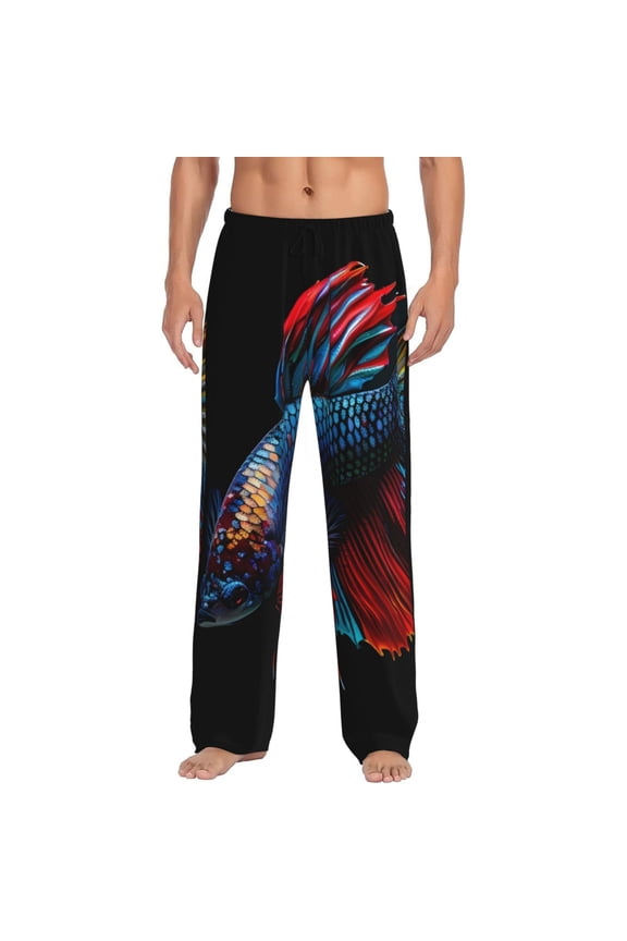 Colorful Betta Fish Pajama Pants Men, PJ Bottoms, Sleep & Lounge Pants-Medium