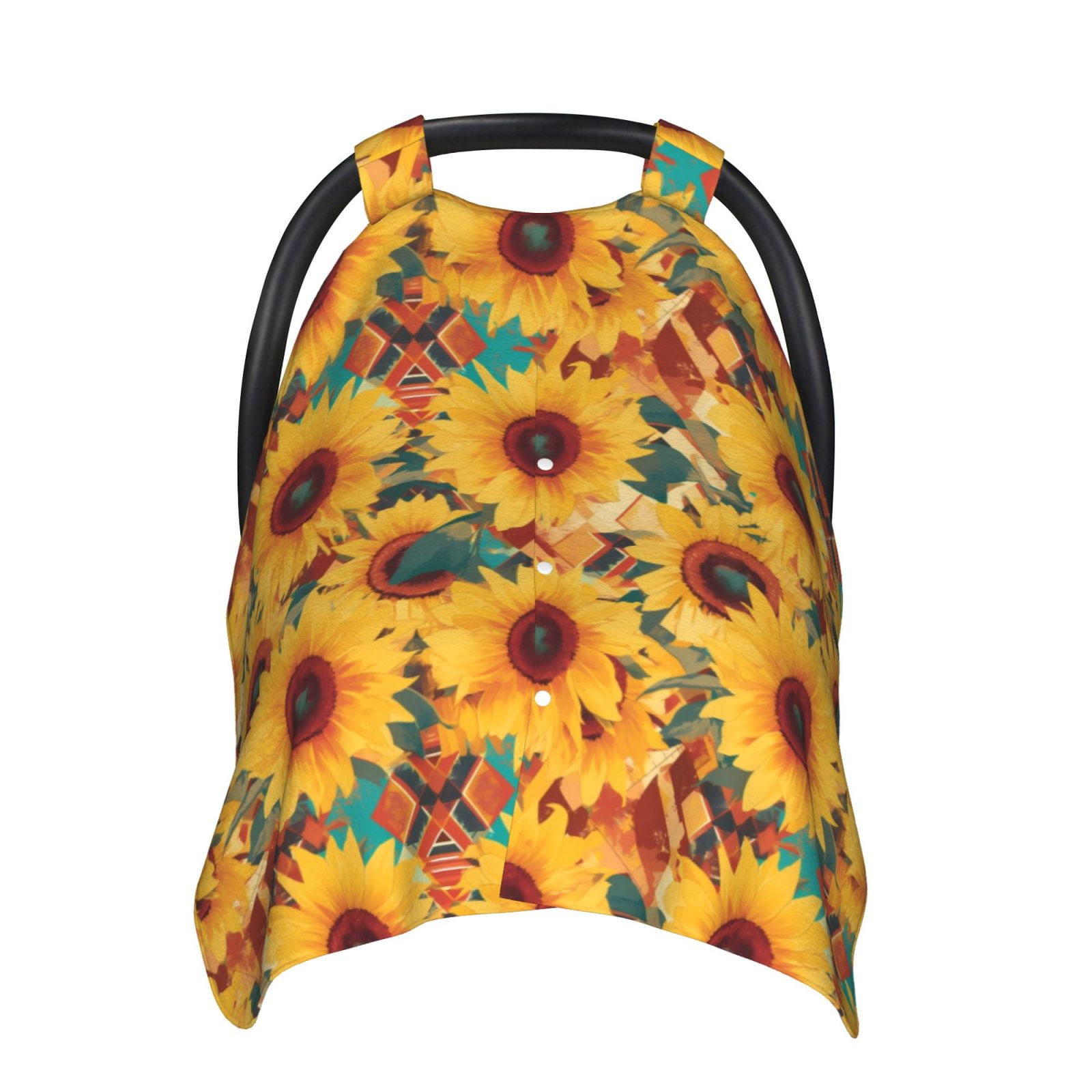 Naloa Colorful Bohemian Sunflower Baby Car Seat Cover, Breathable Baby Carrier Cover, Multiuse Baby Carrier Cover & Nursing Breastfeeding Cover