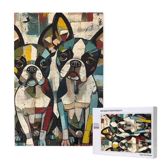 Naloa Colorful Bulldog Duo Custom Puzzles Personalized Puzzle 1000 Pieces from Photo Custom Jigsaw Puzzle for Wedding, Graduation, (29.519.7in, Vertical)