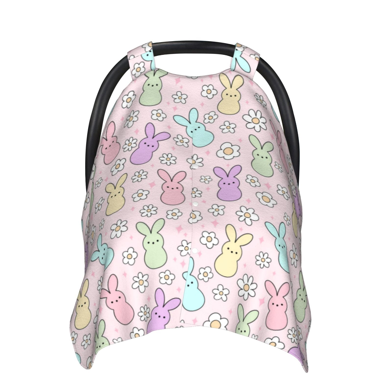 Naloa Colorful Bunny Baby Car Seat Cover, Breathable Baby Carrier Cover, Multiuse Baby Carrier Cover & Nursing Breastfeeding Cover