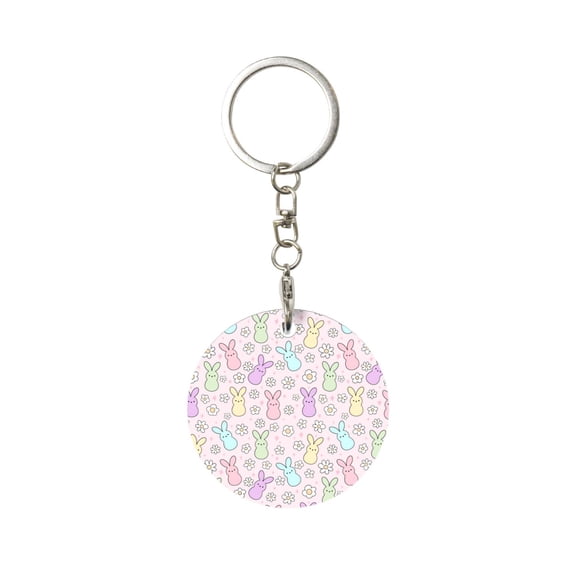 Naloa Colorful Bunny Print Round Keychain Keychain Key Ring, Key Tag, Key Chain Bulk for Gift Accessories (Round)