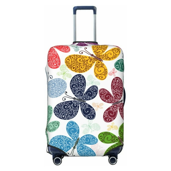 Naloa Colorful Butterflies Elastic Suitcase Protector, Travel Suitcase Protector Cover Fits 18-32in Suitcase - X-Large