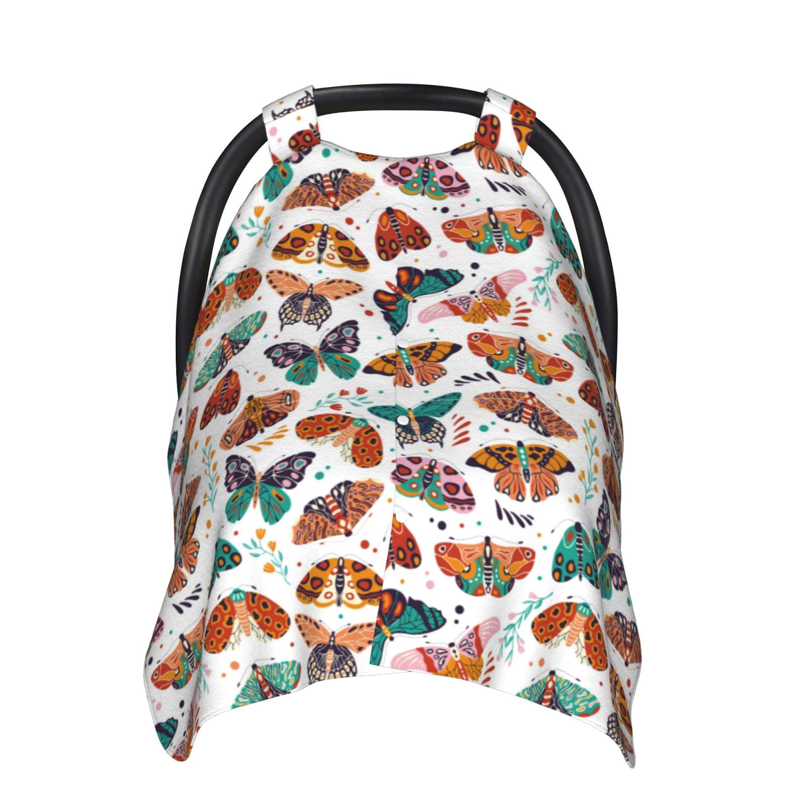 Naloa Colorful Butterfly Baby Car Seat Cover, Breathable Baby Carrier Cover, Multiuse Baby Carrier Cover & Nursing Breastfeeding Cover