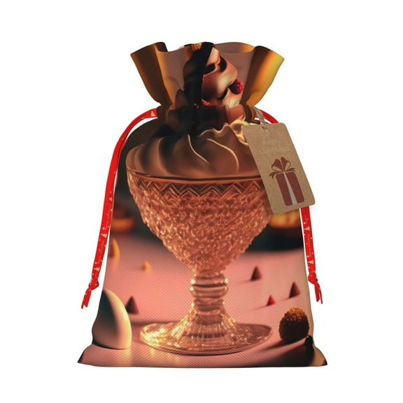 Naloa Colorful Cake Ice Cream Drawstring Christmas Bags, 3D Xmas Gift Bags, Christmas Wrapping Bags, Xmas Goodie Bags, Treat Pouch Bags, Party Favor Bags-Medium