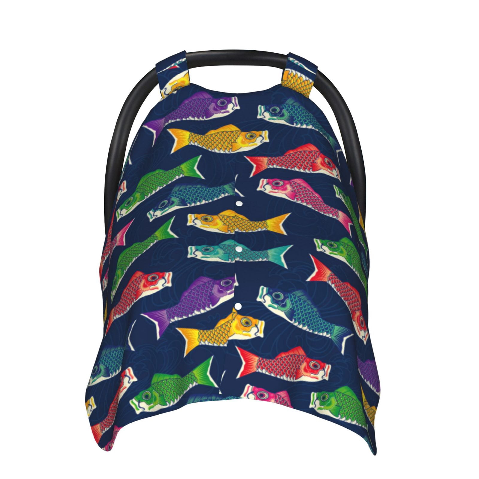 Naloa Colorful Carp Streamer 1 Baby Car Seat Cover, Breathable Baby Carrier Cover, Multiuse Baby Carrier Cover & Nursing Breastfeeding Cover