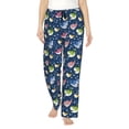 thumbnail image 1 of Naloa Colorful Cartoon Shark Print Women’s Ultra-Soft Comfy Pajama Lounge Pants with Pockets & Drawstring, 1 of 8