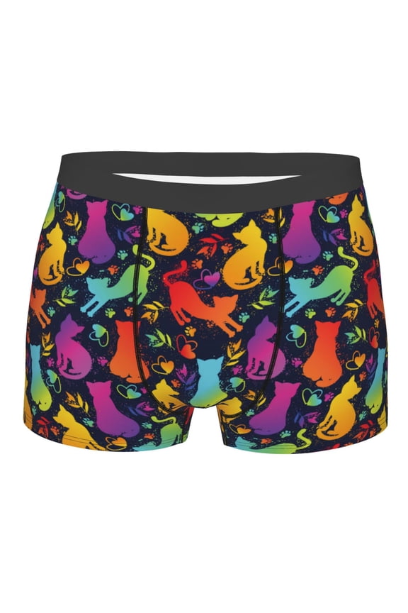 Colorful Cats Print Mens Underwear - Boxers for Men, Classic Briefs for Men