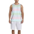 thumbnail image 1 of Naloa Colorful Checkerboard Basketball Jersey Reversible Men's Mesh Athletic Sports Shirts Training Practice S-4XLX-Large, 1 of 6