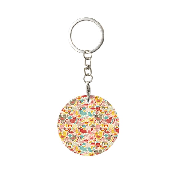 Naloa Colorful Chicken Print Round Keychain Keychain Key Ring, Key Tag, Key Chain Bulk for Gift Accessories (Round)
