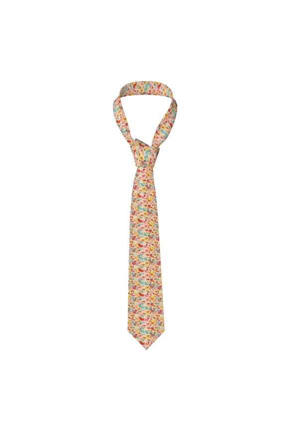 Colorful Chicken Print Solid Color Tie Formal Necktie for MenSuitable for business, daily life, work