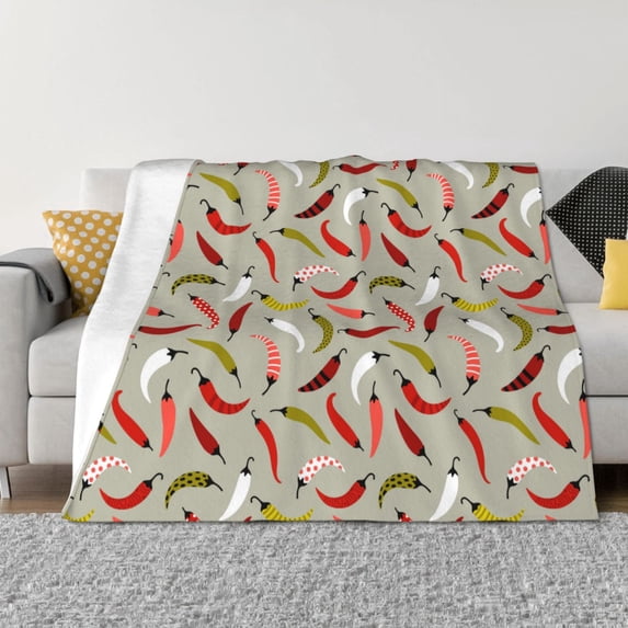 Naloa Colorful Chili Flannel Fleece Throw Blanket for Bed Couch, Thick Blanket - All Seasons Suitable for Women, Men and Kids-40"x30"