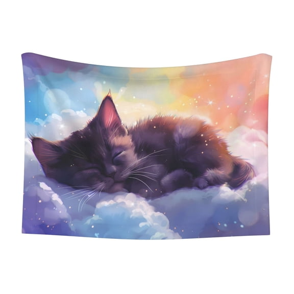 Naloa Colorful Cloud Sleeping Cat Dog Blanket, 3 Sizes Cat Blanket for Indoor Cats Large Medium Small Dog Gifts-Small