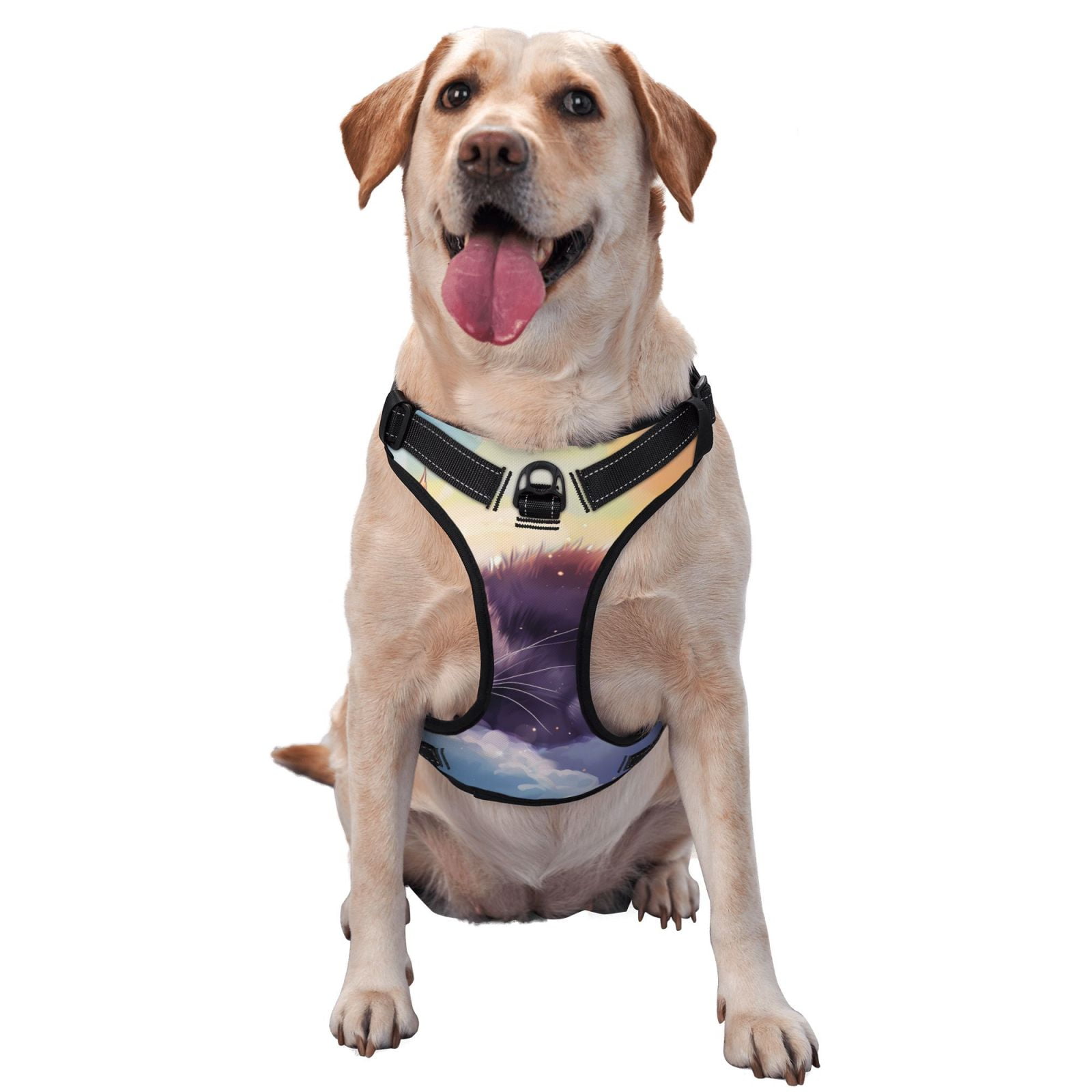 Naloa Colorful Cloud Sleeping Cat Pet Harness Vest with Traction Rope, Adjustable No-Choke Dog Vest for Outdoor, Walking - Large