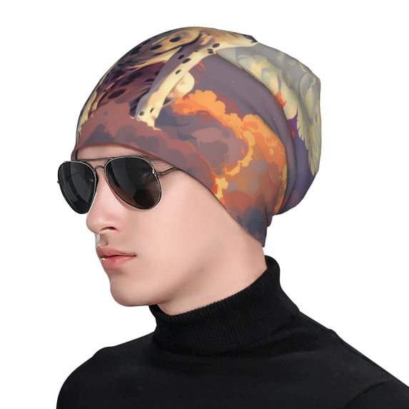 Naloa Colorful Cloud Spotted Dog Soft Beanie Hat, Knit Beanie Daily Beanie in Fine Knit for Women Men Winter Travel, Outdoor