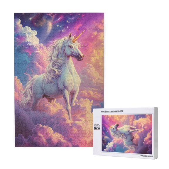 Naloa Colorful Cloud White Horse Custom Puzzles Personalized Puzzle 1000 Pieces from Photo Custom Jigsaw Puzzle for Wedding, Graduation, (29.519.7in, Vertical)
