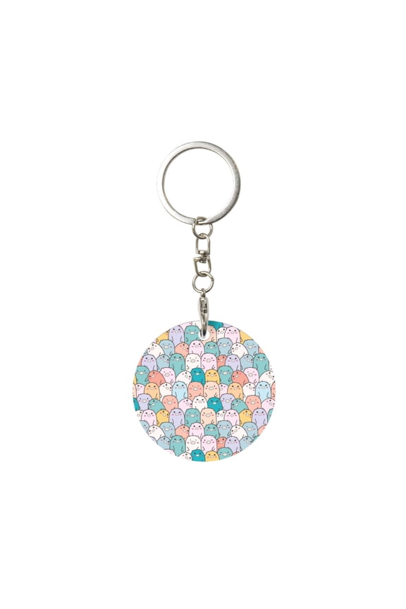Naloa Colorful Cute Pig Print Round Keychain Keychain Key Ring, Key Tag, Key Chain Bulk for Gift Accessories (Round)