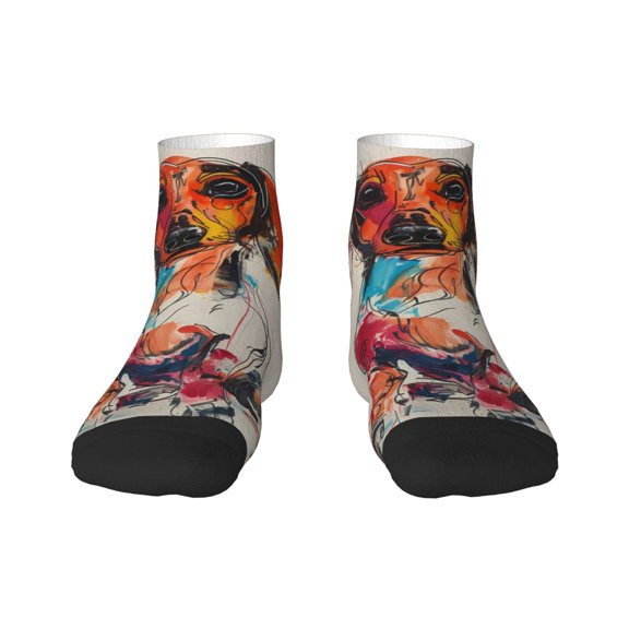 Naloa Colorful Dachshund Art Ankle Socks for Women Non Slip Socks No Show Socks Classic Low Cut Casual Socks Casual Socks